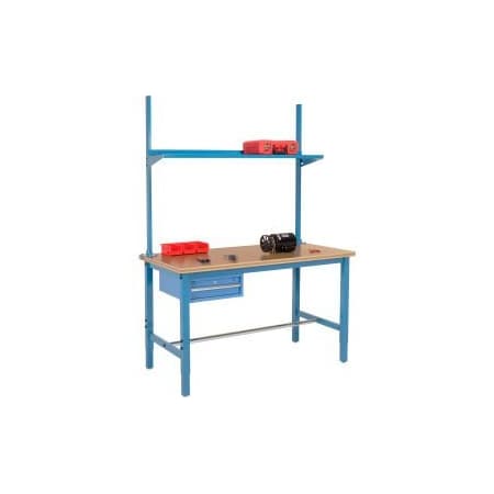 Global Equipment 60x30 Production Workbench Shop Top Square Edge - Drawer, Upright   Shelf BL 318957BL
